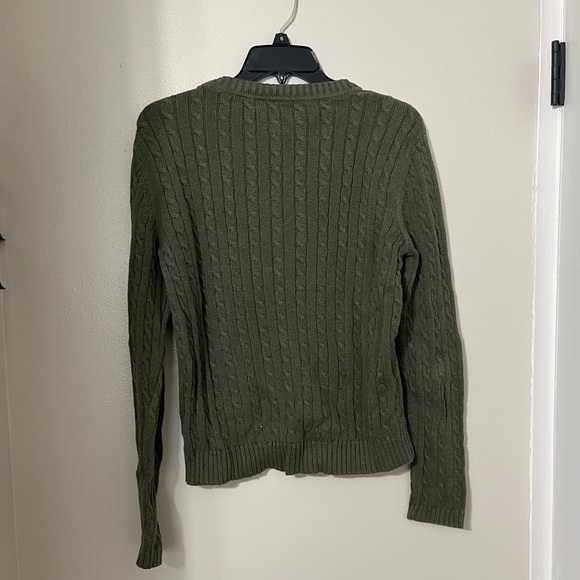 Croft & Barrow | Olive Green Cable Knit Pullover Sweater - Picture 3 of 3